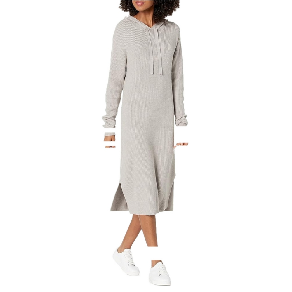 NWT The Drop Claudia Midi Dress in Porpoise Porcelain Beige Hoodie Sweater Small